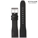 Stailer Easy-Klick Rindleder Uhrenarmband Modell Aviator-New schwarz-TiT 21/18 mm