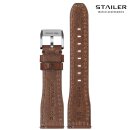 Stailer Easy-Klick Rindleder Uhrenarmband Modell Aviator-New mocca-TiT 21/18 mm