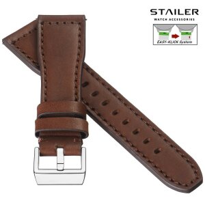 Stailer Easy-Klick Rindleder Uhrenarmband Modell Aviator-New mocca-TiT 22/18 mm