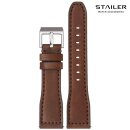 Stailer Easy-Klick Rindleder Uhrenarmband Modell Aviator-New mocca-TiT 22/18 mm