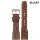Stailer Easy-Klick Rindleder Uhrenarmband Modell Aviator-New mocca-TiT 22/18 mm