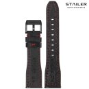 Stailer Easy-Klick Rindleder Uhrenarmband Modell Aviator-New schwarz-rot 20/16 mm