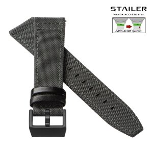 Stailer Easy-Klick Canvas Textil Uhrenarmband Modell Fabrice grau 20 mm, wasserfest