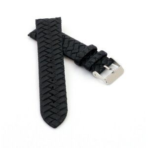 Lorica-Leder Uhrenarmband mit Flechtmuster Modell Italia schwarz 20 mm