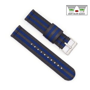 Easy-Klick Nylon-Textil Uhrenarmband Modell Tramper grau-blau 22 mm