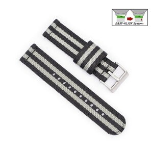 Easy-Klick Nylon-Textil Uhrenarmband Modell Tramper schwarz-grau 20 mm