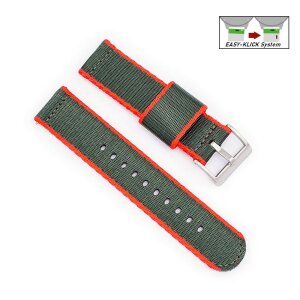 Easy-Klick Nylon-Textil Uhrenarmband Modell Tramper rot-grün 20 mm