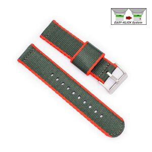 Easy-Klick Nylon-Textil Uhrenarmband Modell Tramper rot-grün 18 mm