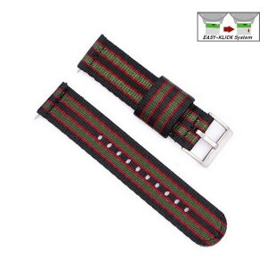 Easy-Klick Nylon-Textil Uhrenarmband Modell Tramper schwarz-rot-grün 18 mm