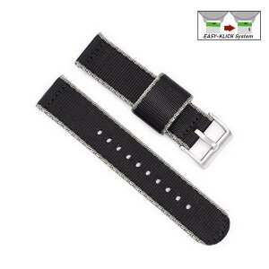 Easy-Klick Nylon-Textil Uhrenarmband Modell Tramper grau-schwarz 20 mm