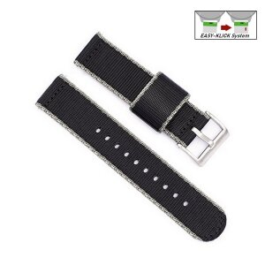 Easy-Klick Nylon-Textil Uhrenarmband Modell Tramper grau-schwarz 22 mm