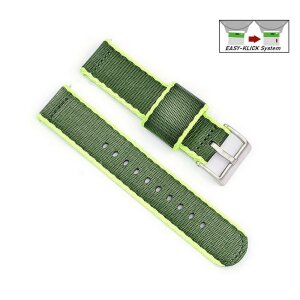 Easy-Klick Nylon-Textil Uhrenarmband Modell Tramper gelb-grün 18 mm