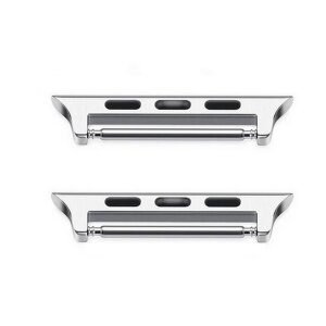 2 Adapter für Apple-Watch 42/44/45 mm Edelstahl silber gebürstet, 24 mm Steganstoß