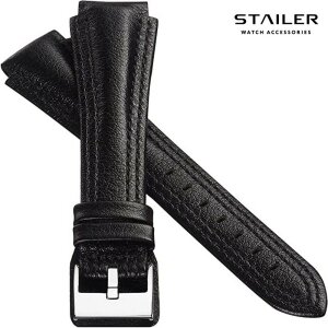 Stailer Rindleder Uhrenarmband Modell Navigator-5091 schwarz-rot 24 mm