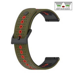 Easy-Klick Silikon Uhrenarmband Modell Jenesis grün-rot-schwarz 20 mm