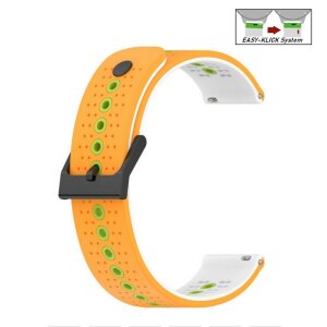 Easy-Klick Silikon Uhrenarmband Modell Jenesis orange-grün-weiß 20 mm