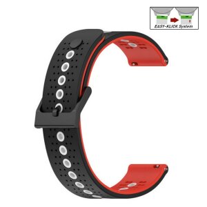 Easy-Klick Silikon Uhrenarmband Modell Jenesis schwarz-weiß-rot 22 mm