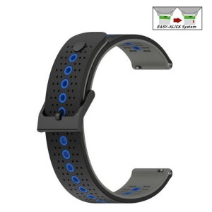 Easy-Klick Silikon Uhrenarmband Modell Jenesis schwarz-blau-grau 22 mm