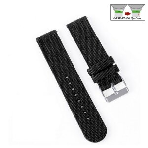 Easy-Klick Canvas-Nylon Textil Uhrenarmband Modell Flash schwarz 24 mm