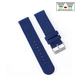 Easy-Klick Canvas-Nylon Textil Uhrenarmband Modell Flash blau 18 mm