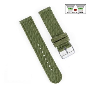 Easy-Klick Canvas-Nylon Textil Uhrenarmband Modell Flash grün 24 mm