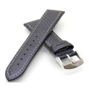 Synthetik Carbon-Style Uhrenarmband blau wasserfest 24 mm