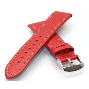Synthetik Carbon-Style Uhrenarmband rot wasserfest 24 mm