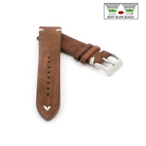 Easy-Klick Veloursleder Uhrenarmband Modell Orlando mocca-WN 22 mm