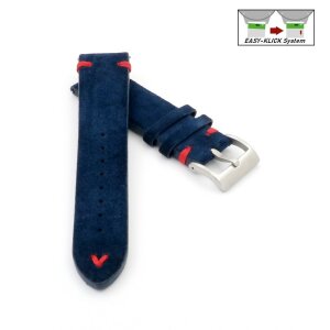 Easy-Klick Veloursleder Uhrenarmband Modell Orlando dunkelblau-RN 20 mm