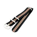 Premium Nato Nylon Uhrenarmband Modell Quantum schwarz-beige-rot 22 mm