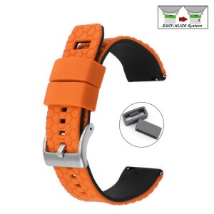 Easy-Klick Silikon Waben-Design Uhrenarmband Modell Jamaica orange 20 mm
