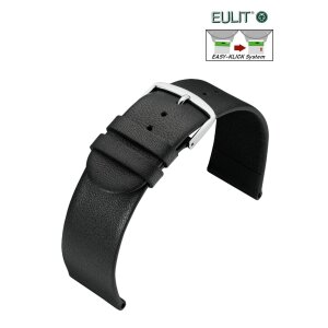 Feines Eulit Easy-Klick Schafnappa-Leder Uhrenarmband Modell Schafnappa schwarz 20 mm
