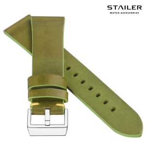 Stailer Vintage Rindleder Uhrenarmband Modell Indiana grün-gelb 20 mm