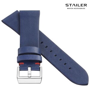 Stailer Vintage Rindleder Uhrenarmband Modell Indiana blau-rot 20 mm