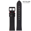 Stailer Vintage Rindleder Uhrenarmband Modell Indiana schwarz-rot 20 mm