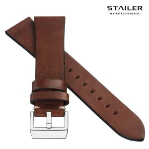 Stailer Vintage Rindleder Uhrenarmband Modell Indiana maroni-braun 20 mm