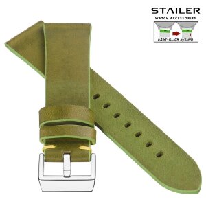 Stailer Easy-Klick Vintage Rindleder Uhrenarmband Modell Indiana grün-gelb 22 mm