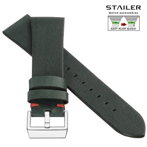 Stailer Easy-Klick Vintage Rindleder Uhrenarmband Modell Indiana grün-rot 20 mm