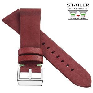Stailer Easy-Klick Vintage Rindleder Uhrenarmband Modell Indiana rot-grün 20 mm