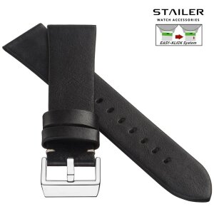 Stailer Easy-Klick Vintage Rindleder Uhrenarmband Modell Indiana schwarz-WN 20 mm