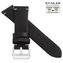 Stailer Easy-Klick Vintage Rindleder Uhrenarmband Modell Indiana-SR schwarz-WN 20 mm