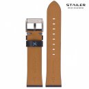 Stailer Easy-Klick Vintage Rindleder Uhrenarmband Modell Indiana blau-BN 22 mm
