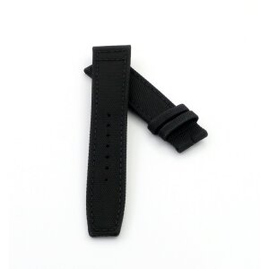 Canvas-Nylon Leder Uhrenarmband Modell Ingelheim schwarz 21 mm, kompatibel IWC