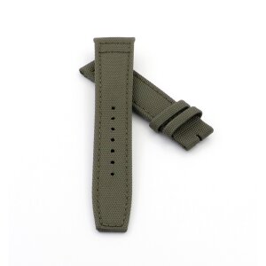 Canvas-Nylon Leder Uhrenarmband Modell Ingelheim-OS grün 21 mm, kompatibel IWC