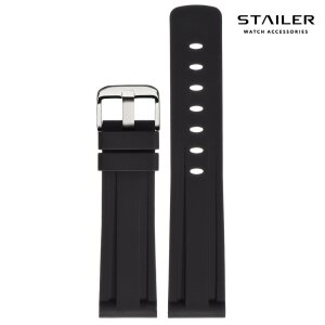 Stailer Premium Silikon Uhrenarmband Modell BC108 schwarz 20 mm