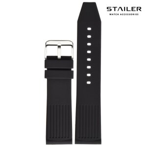 Stailer Premium Silikon Uhrenarmband Modell BC121 schwarz 24 mm