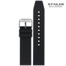 Stailer Premium Silikon Uhrenarmband Modell BC118 schwarz 22 mm