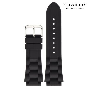 Stailer Premium Silikon Uhrenarmband Modell BC111 schwarz 20 mm