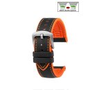 Easy-Klick Premium Hybrid Silikon-Nylon Uhrenarmband Modell Isidor schwarz-orange 20 mm