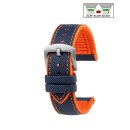 Easy-Klick Premium Hybrid Silikon-Nylon Uhrenarmband Modell Isidor blau-orange 22 mm